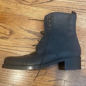 Kelian Studio Black Leather Lace-Up Boots